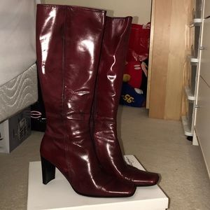 Red Nine West Boots - Red Leather
